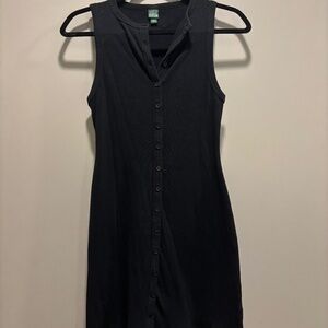 Wild Fable Button-Front Ribbed Mini Skater Dress